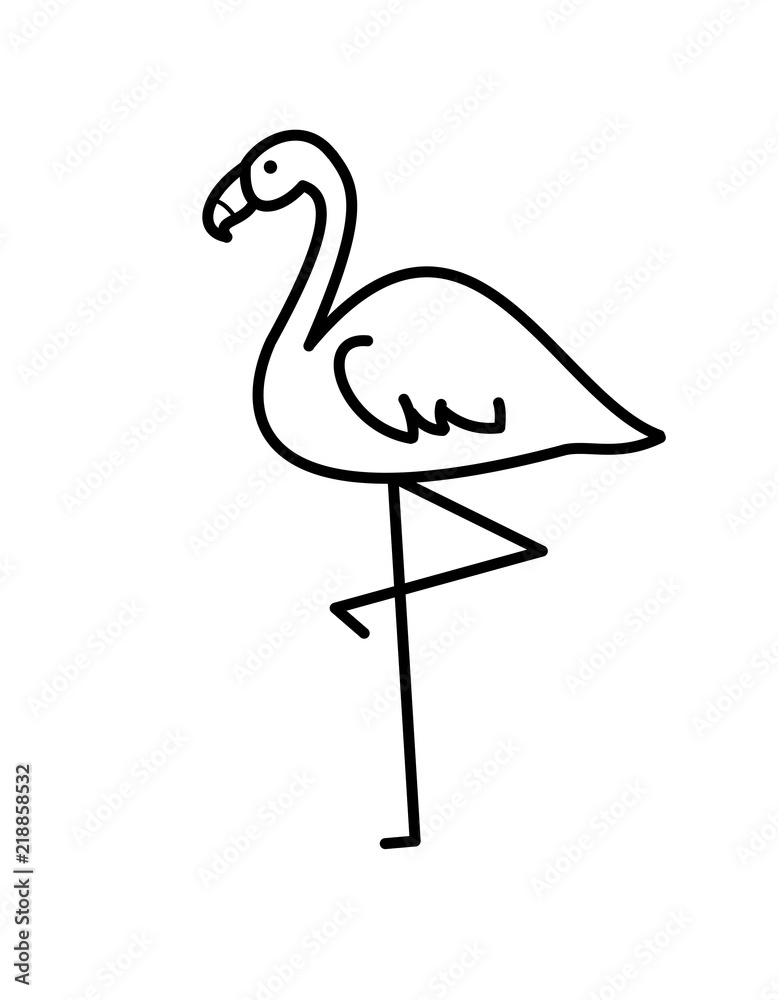 Fototapeta premium フラミンゴ(線画)