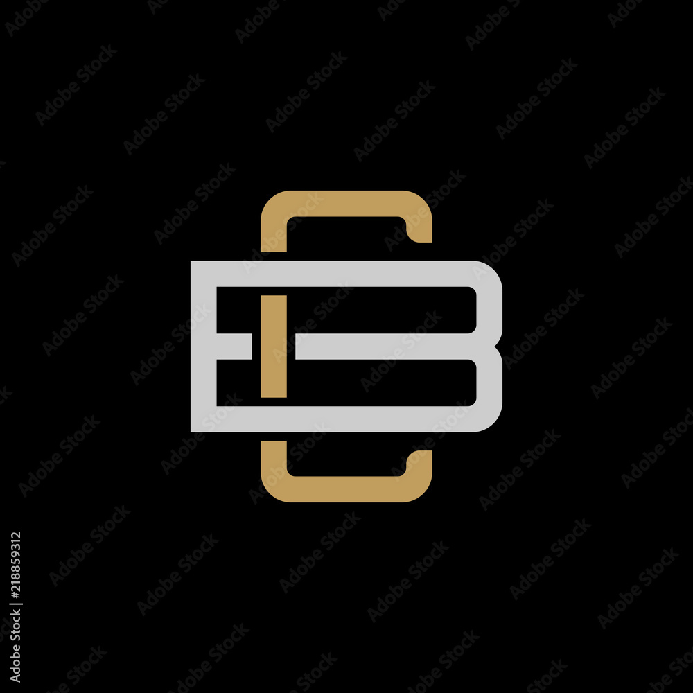 Initial letter B and C, BC, CB, overlapping interlock logo, monogram line art style, silver gold on black background
