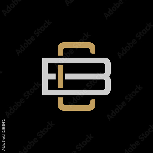 Initial letter B and C, BC, CB, overlapping interlock logo, monogram line art style, silver gold on black background