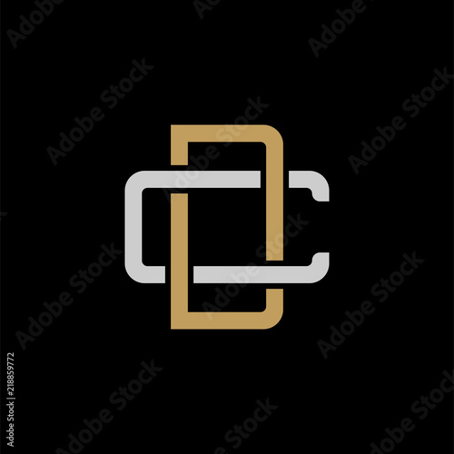Canvas Print Initial letter C and D, CD, DC, overlapping interlock logo, monogram line art st