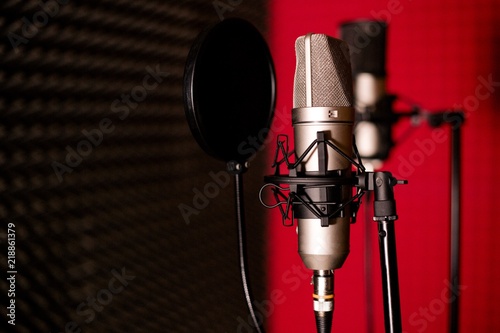 Microphone in the recording Studio close-up