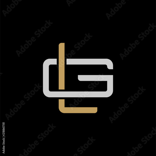 Initial letter G and L, GL, LG, overlapping interlock logo, monogram line art style, silver gold on black background