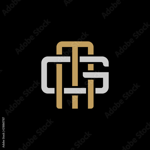 Initial letter G and M, GM, MG, overlapping interlock logo, monogram line art style, silver gold on black background