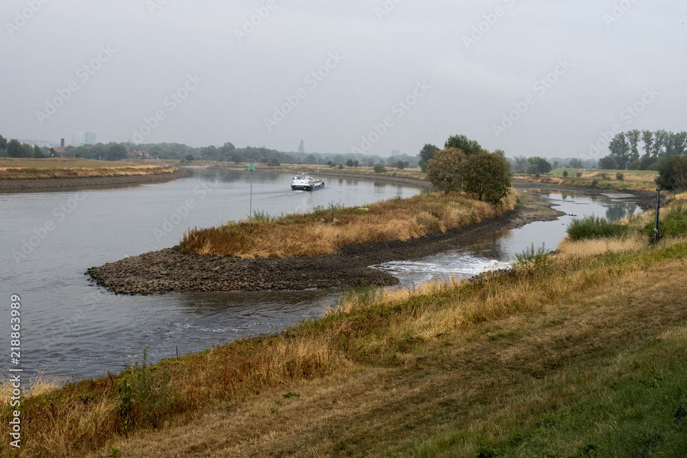 River Rijn near Arnhem with very low water level