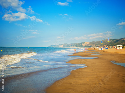 Fototapeta Naklejka Na Ścianę i Meble -  Castelldefels beach in Barcelona one summer morning