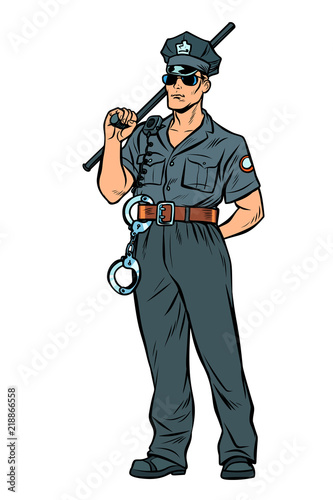 pop art Cop with a police baton