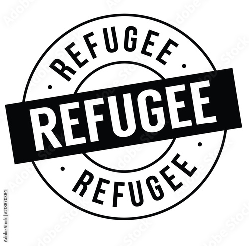 refugee stamp on white