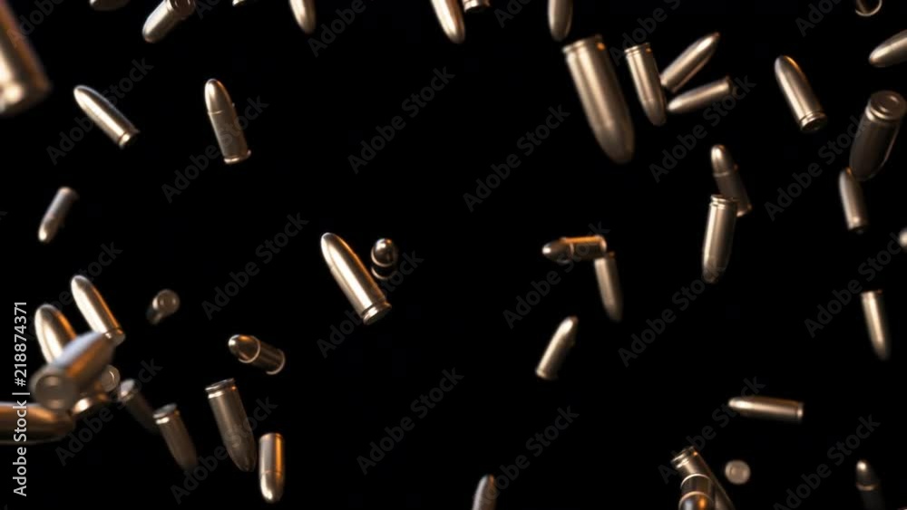 Bullets Falling on Black with Luma Matte Seamless Looping Background 4K
