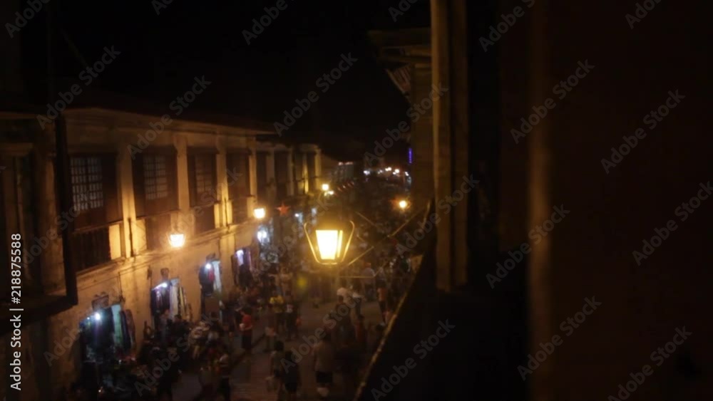 High definition video of romantic, historic, rustic, and picturesque UNESCO heritage site of Calle Crisologo in Vigan during a night time High definition video of romantic, historic, rustic, and picturesque UNESCO heritage site of Calle Crisologo in Vigan during a night time