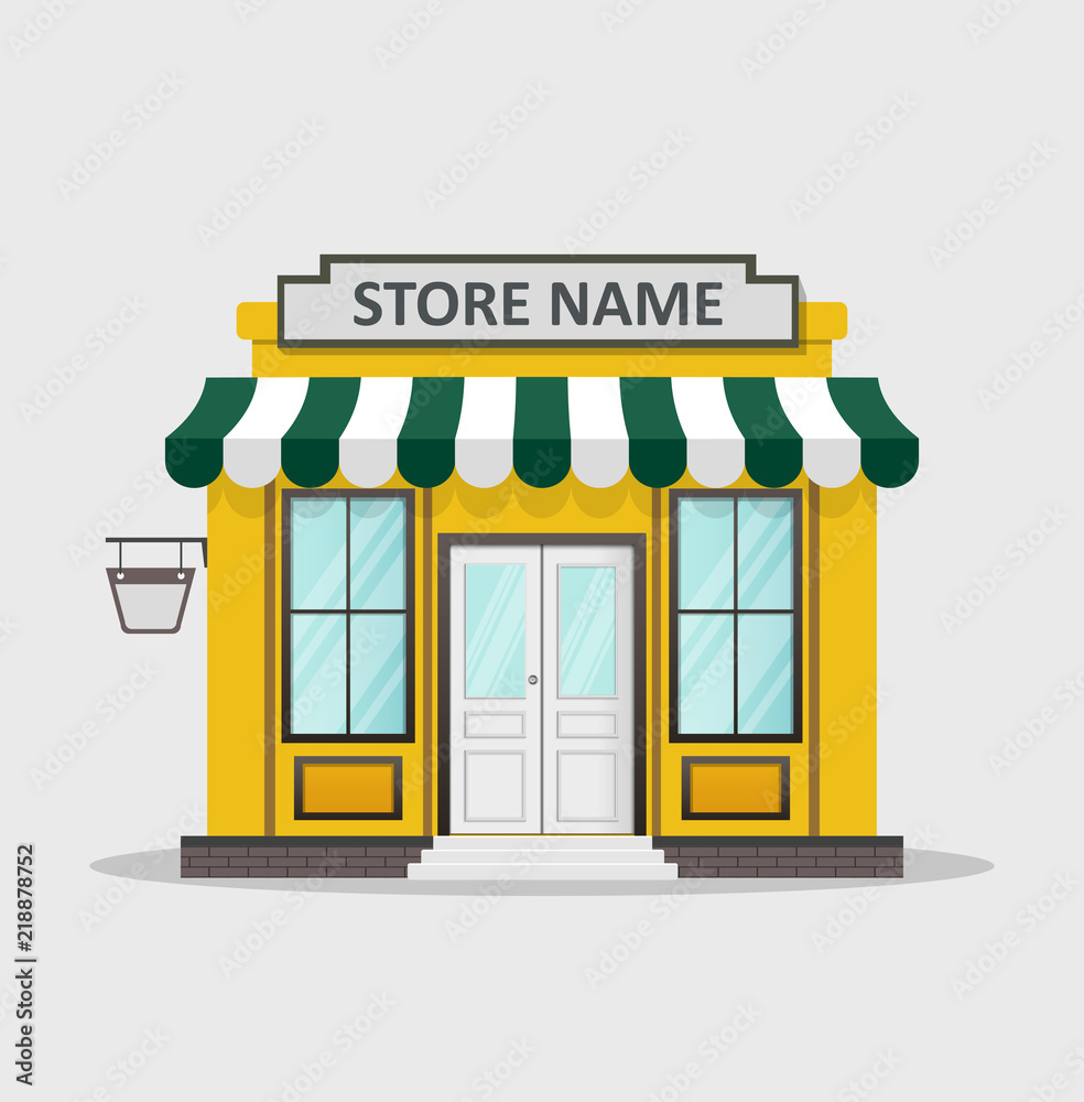 Flat design store front with place for name Flat design store front with place for name