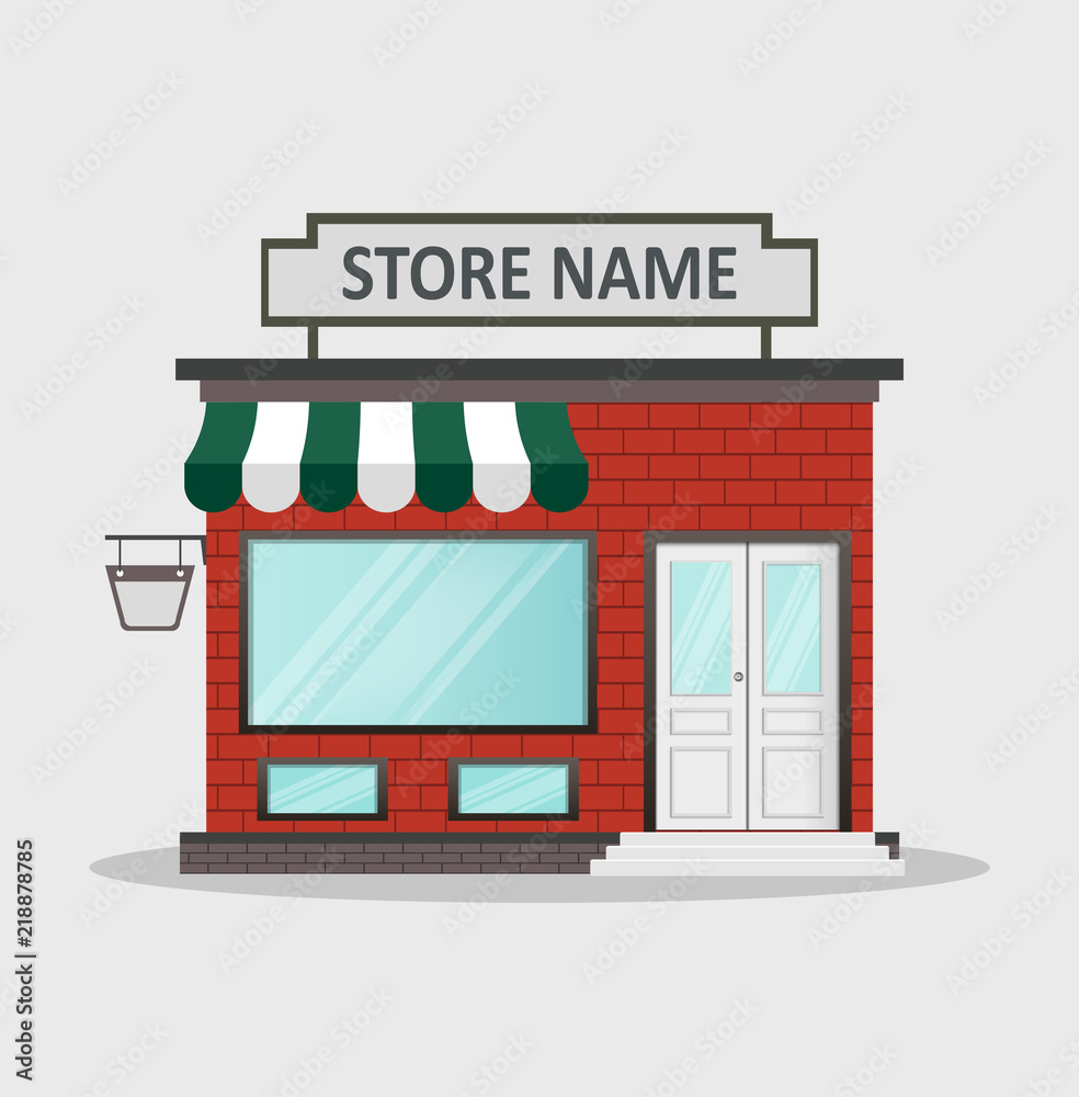 Flat design store front with place for name Flat design store front with place for name
