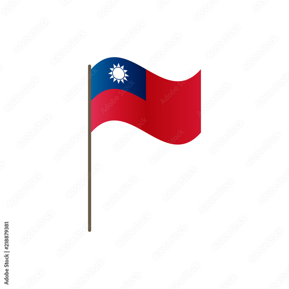 Taiwan flag on the flagpole. Official colors and proportion correctly. Waving of Taiwan flag on flagpole, vector illustration isolate Taiwan flag on the flagpole. Official colors and proportion correctly. Waving of Taiwan flag on flagpole, vector illustration isolate