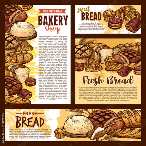 Bread sketch posters and bakery banners