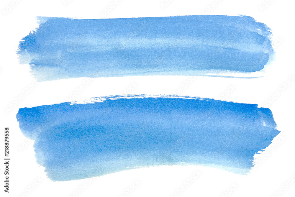 Fototapeta premium Abstract Blue Watercolor Isolated On White Backgrounds, Hand Paint On Paper.