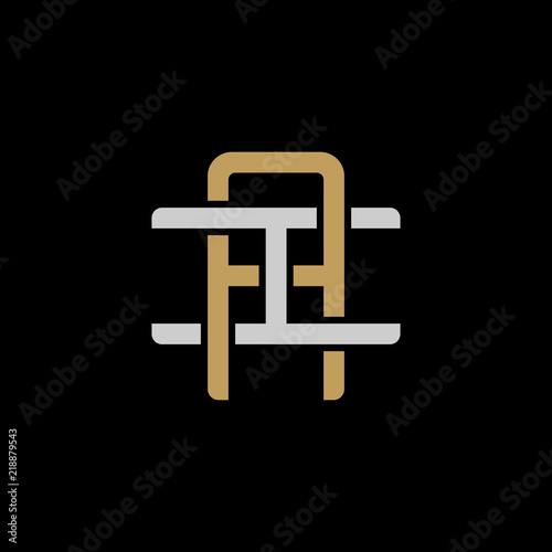 Initial letter I and A, IA, AI, overlapping interlock logo, monogram line art style, silver gold on black background