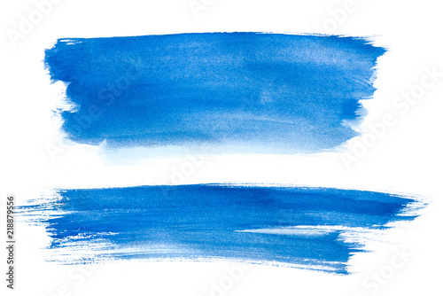 Abstract Blue Watercolor Isolated On White Backgrounds, Hand Paint On Paper.