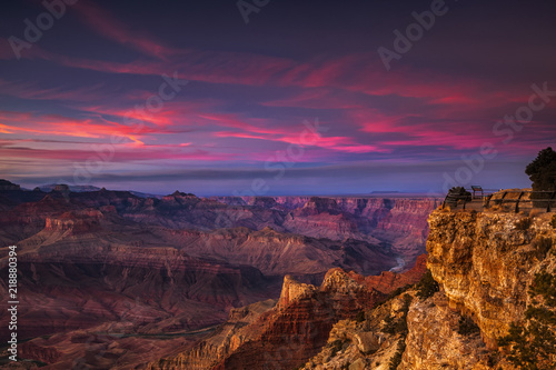 Vibrant sunset over one of the overlooks at Grand Canyon National Park