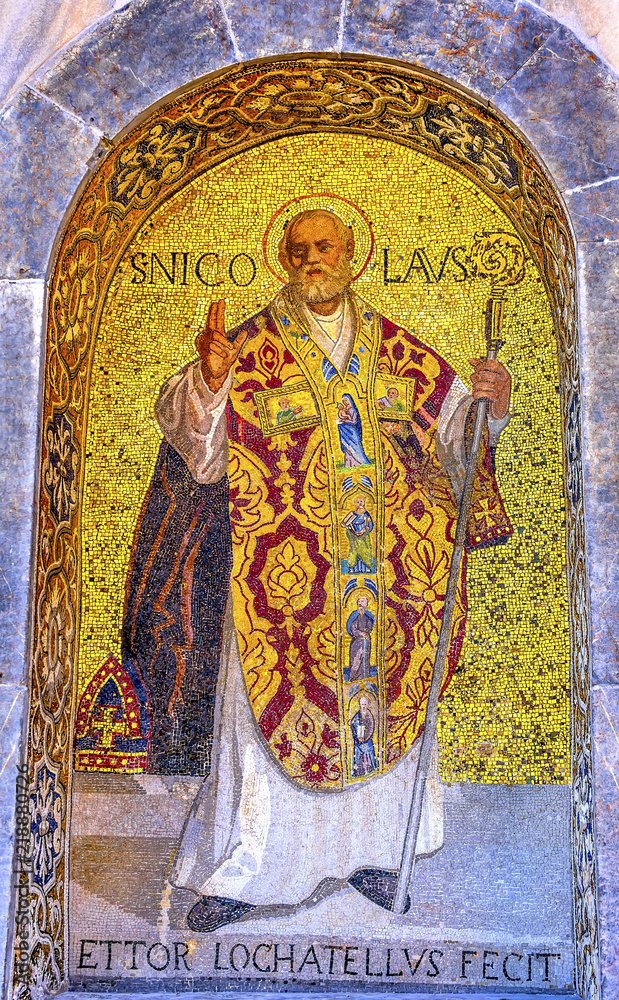 Saint Nicholas Mosaic Saint Mark's Church Venice Italy
