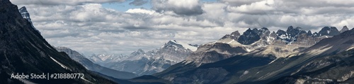 Panorama of dramatic landscape along the Icefields Parkway, Canada © Tabor Chichakly