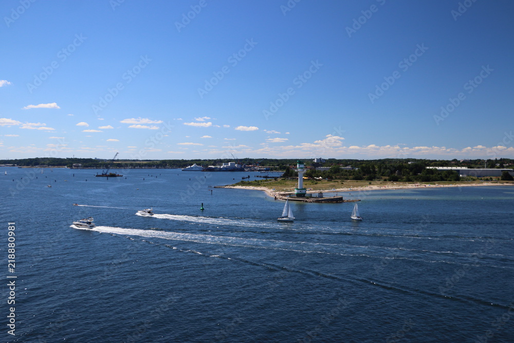 Obraz premium Harbor of Kiel in Germany with boats 