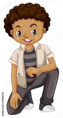 Tanned boy on white background