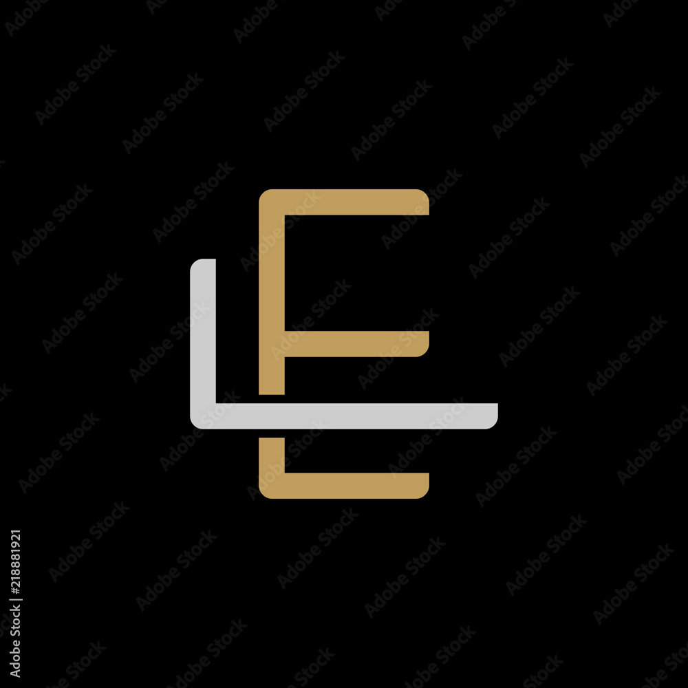 Initial letter L and E, LE, EL, overlapping interlock logo, monogram line art style, silver gold on black background Initial letter L and E, LE, EL, overlapping interlock logo, monogram line art style, silver gold on black background