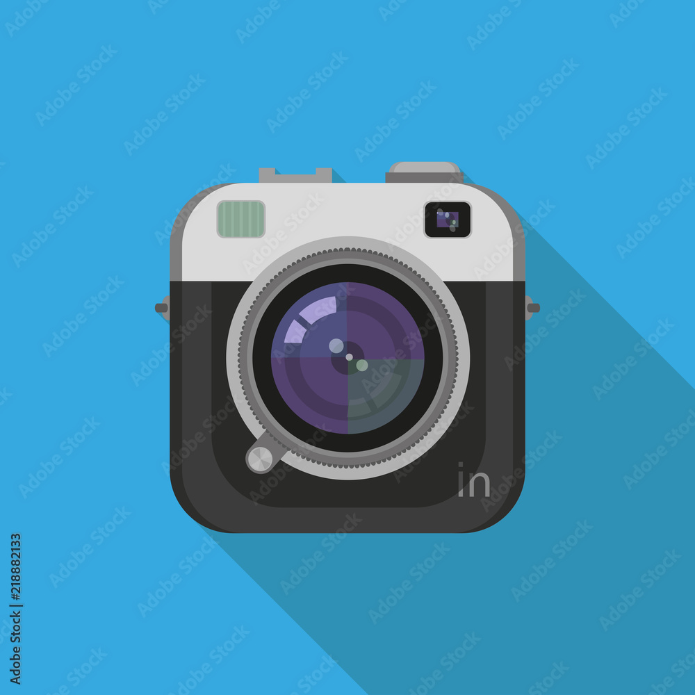 camera emblem, photo logo, can be used for user interface, emblem for record videos and photos, camera icon with a long shadow, flat design, vector graphics to design camera emblem, photo logo, can be used for user interface, emblem for record videos and photos, camera icon with a long shadow, flat design, vector graphics to design