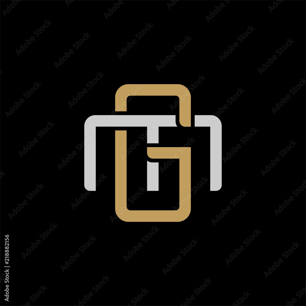 Initial letter M and G, MG, GM, overlapping interlock logo, monogram line art style, silver gold on black background Initial letter M and G, MG, GM, overlapping interlock logo, monogram line art style, silver gold on black background