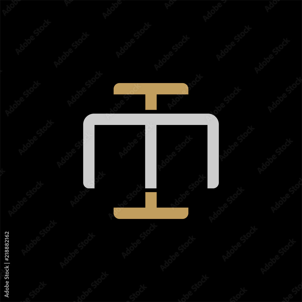Initial letter M and I, MI, IM, overlapping interlock logo, monogram line art style, silver gold on black background Initial letter M and I, MI, IM, overlapping interlock logo, monogram line art style, silver gold on black background