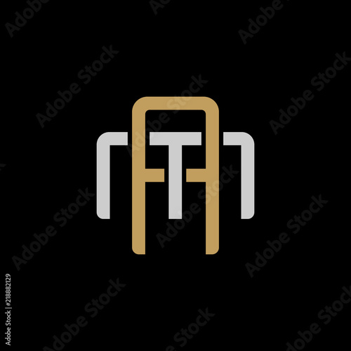 Initial letter M and A, MA, AM, overlapping interlock logo, monogram line art style, silver gold on black background