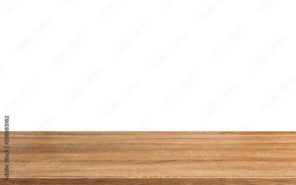Empty wooden table on white background. Empty wooden table on white background.