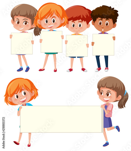 Children holding the balank banner
