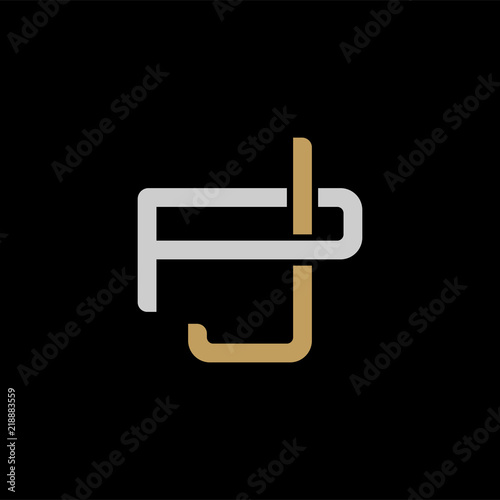 Obraz na plátně Initial letter P and J, PJ, JP, overlapping interlock logo, monogram line art st
