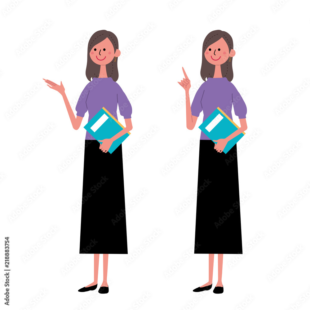 本を持つ女性 仕草 全身 イラスト Stock ベクター Adobe Stock