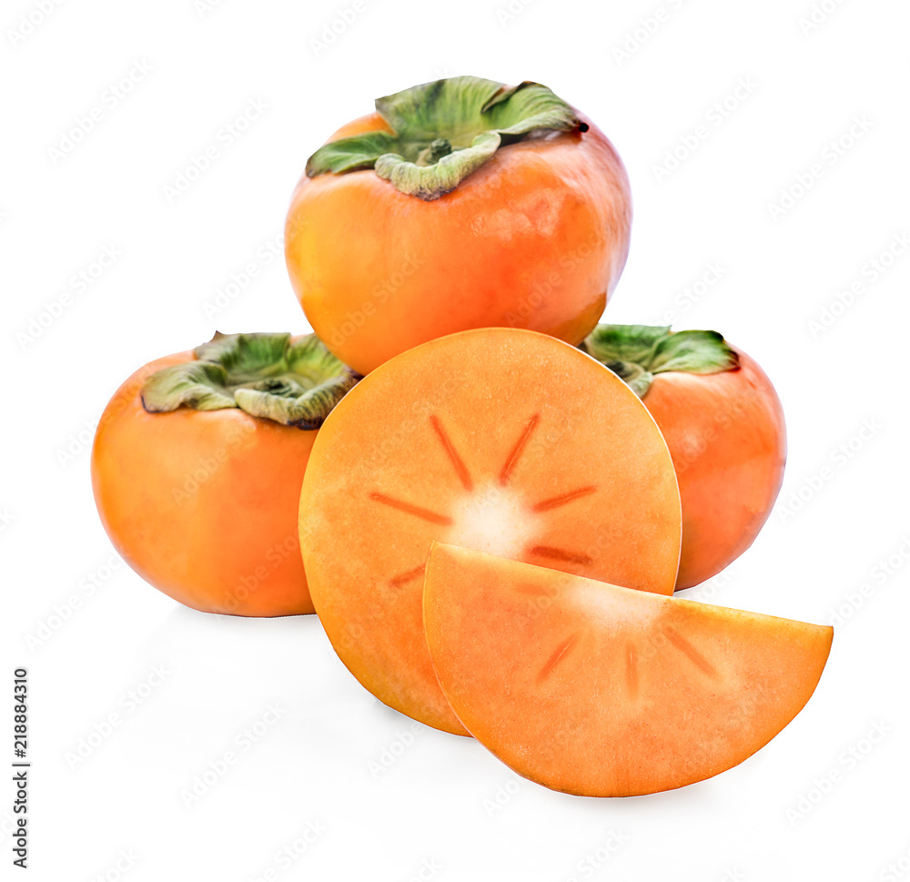 Fototapeta premium fresh ripe persimmons isolated on white background