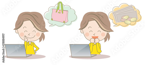 インターネットで買い物や副業・若い女性