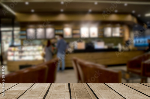 wood table top Blurred in the coffee shop