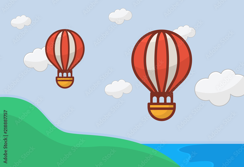 Hot air balloon in the sky background vector illustration Hot air balloon in the sky background vector illustration