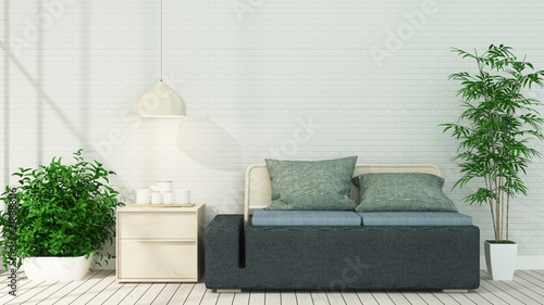 Fototapeta Naklejka Na Ścianę i Meble -  The interior hotel relax space 3d rendering in hotel brick wall