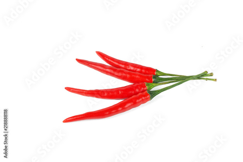 Top view of chilli red peppers isolated on white background