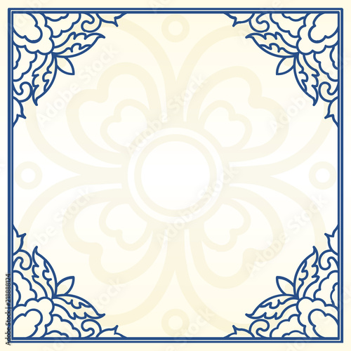 Traditional Chinese Blue Porcelain And White Jade Colors Background, The Fretwork Window Frame 