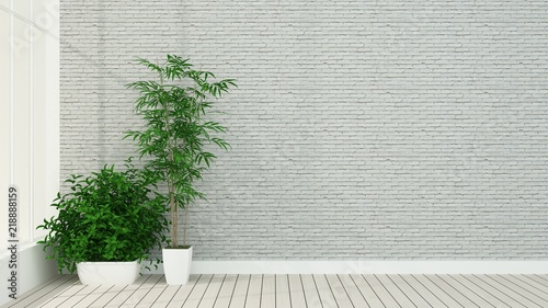 Fototapeta Naklejka Na Ścianę i Meble -  Interior Empty space loft Decorative wall brick wall in condominium - 3D Rendering
