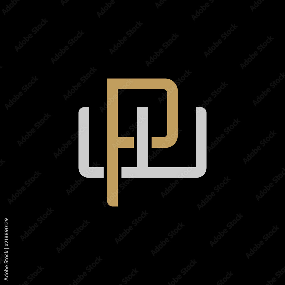 Initial letter W and P, WP, PW, overlapping interlock logo, monogram line art style, silver gold on black background Initial letter W and P, WP, PW, overlapping interlock logo, monogram line art style, silver gold on black background