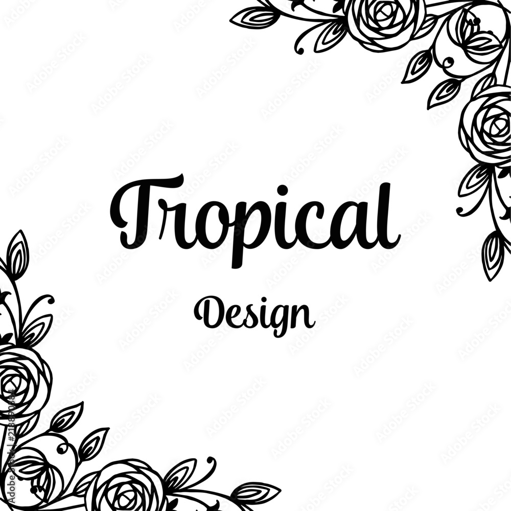 Tropical card template with floral frame vector illustration