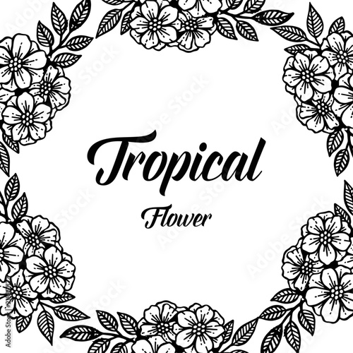 Tropical card with flower hand draw vector illustration