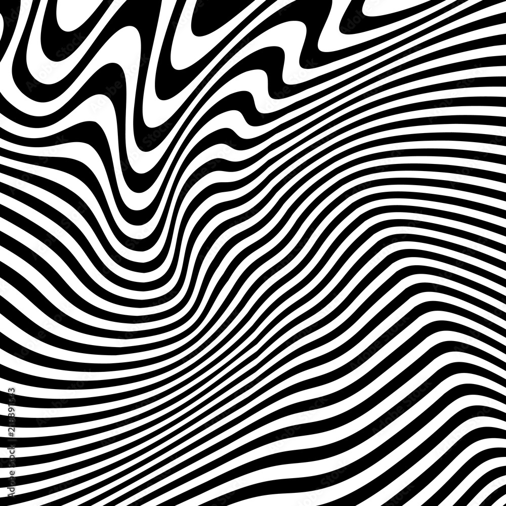 Abstract Warped Black and White Lines Background