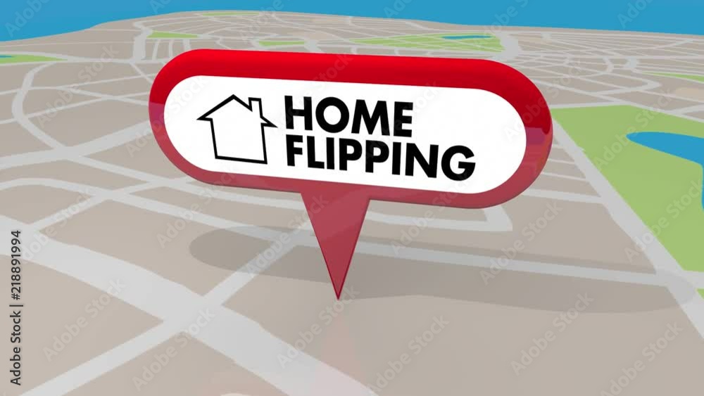 Home Flipping Buying Selling Homes Earning Income Map Pin 3d Animation