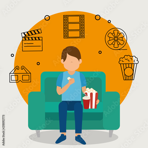 young man with cinematographic icons