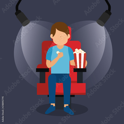 young man with cinematographic icons