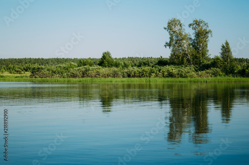 Clear lake with reflection in water
